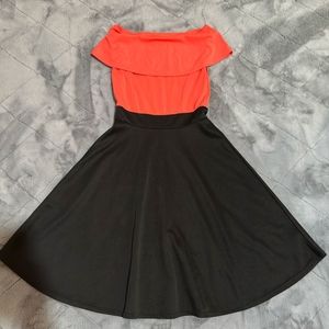 Pink and black ALine dress